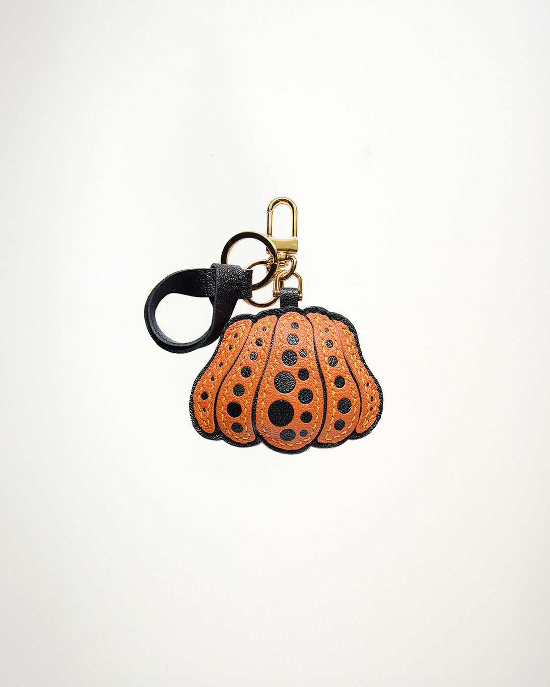 Mochi Manner handmade polka dot pumpkin charm in full-grain sheep skin leather