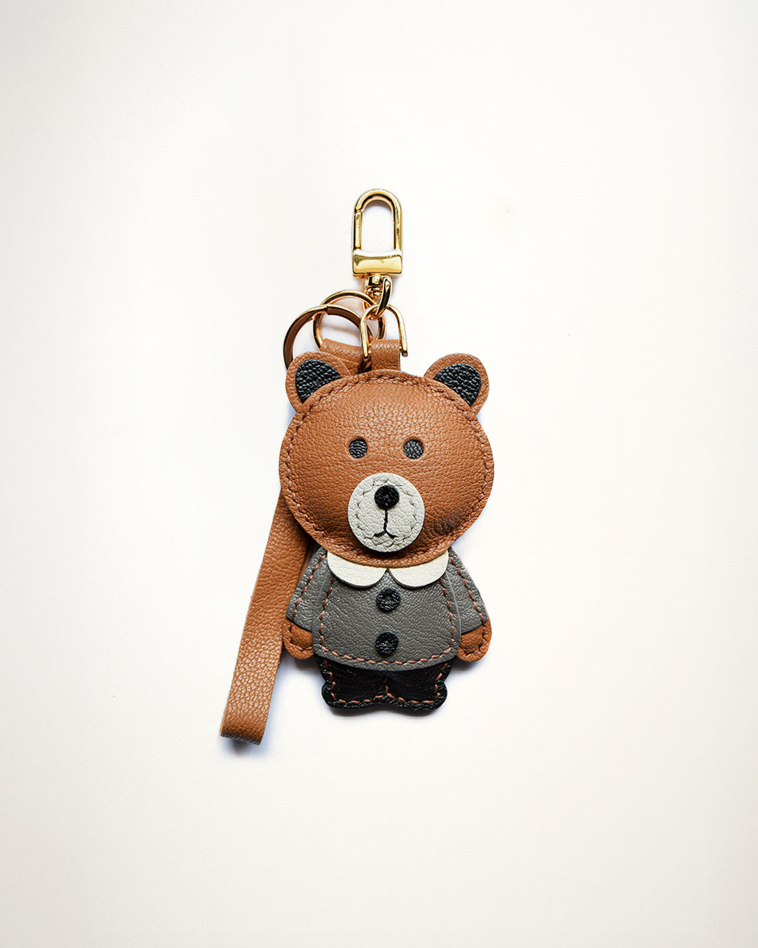 Mochi Manner handmade teddy bear charm in full-grain sheep skin leather